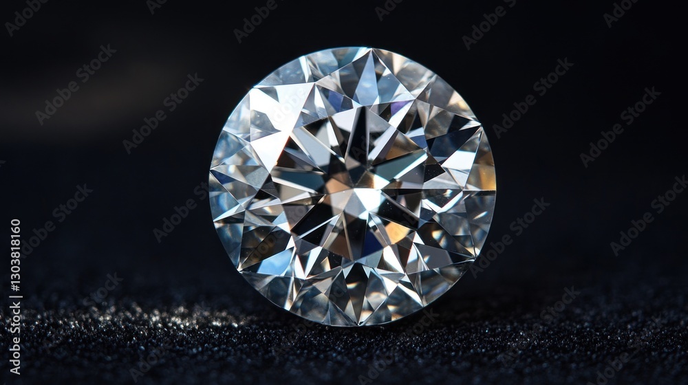 A sparkling round brilliant cut diamond isolated on a black background. A sparkling round brilliant cut diamond isolated on a black background.