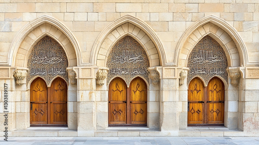 Obraz premium Ornate arched doors of a mosque facade