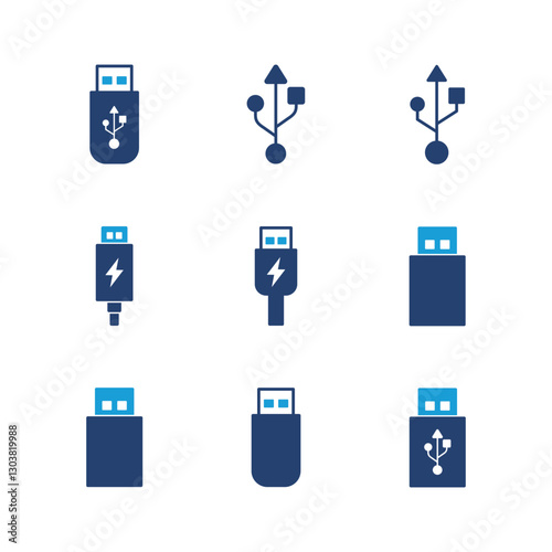 Usb icon set. Flash disk icon vector