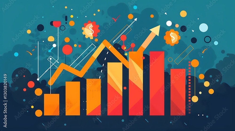Obraz premium Business growth economy with arrow and polls