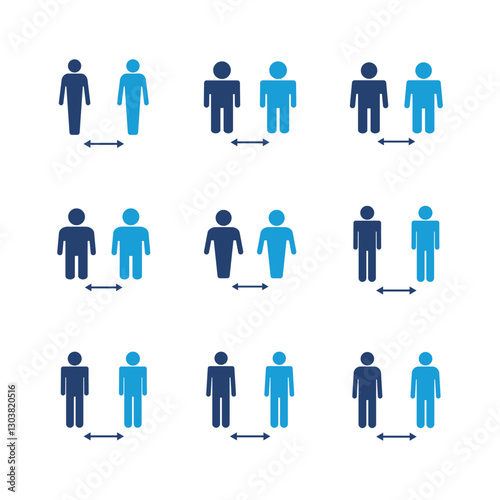 Social distance icon set. social distancing icon. self quarantine sign