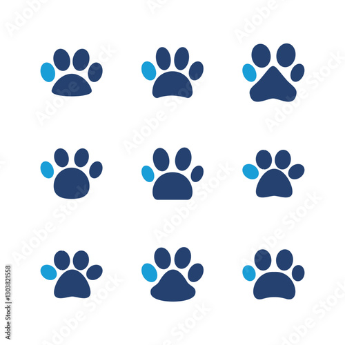 Paw icon set. paw print icon vector. dog or cat paw
