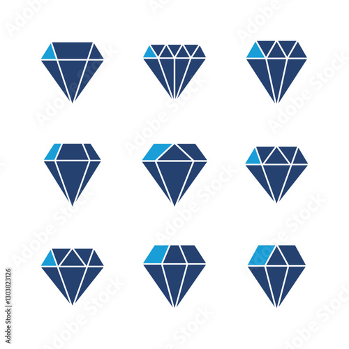 Diamond icon set. diamond gems vector icon.