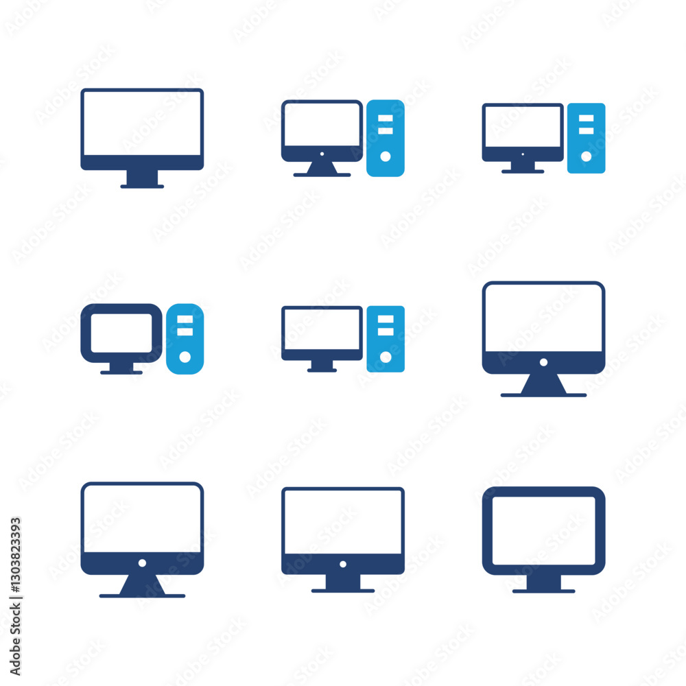 Computer icon set. computer monitor icon vector. Computer icon set. computer monitor icon vector.