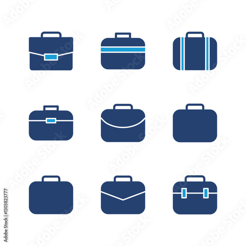 Briefcase icon set. suitcase icon. luggage symbol.