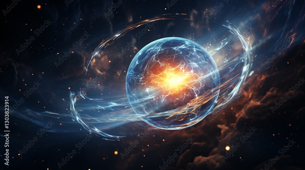 A hovering crystal orb acting as a conduit of pure cosmic energy A hovering crystal orb acting as a conduit of pure cosmic energy