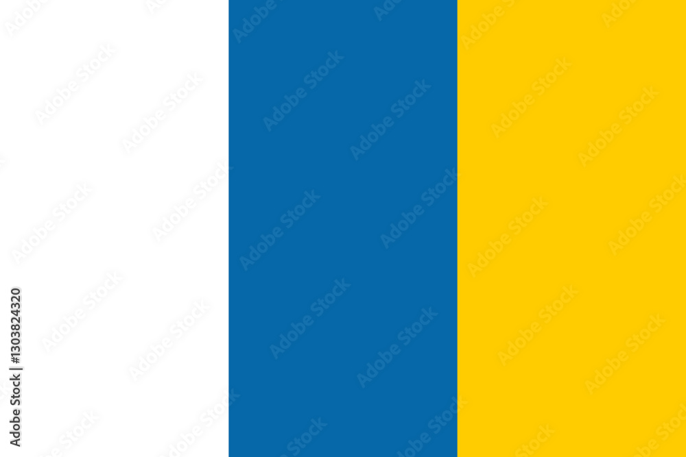 Fototapeta premium Official national flag of Canary Islands. Flag of the Autonomous Community of the Canary Islands. Correct proportions and colors. Vector illustration