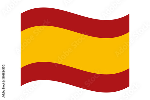 Wavy civil flag of Spain, isolated on a transparent background. Correct proportions and colors. Vector illustration