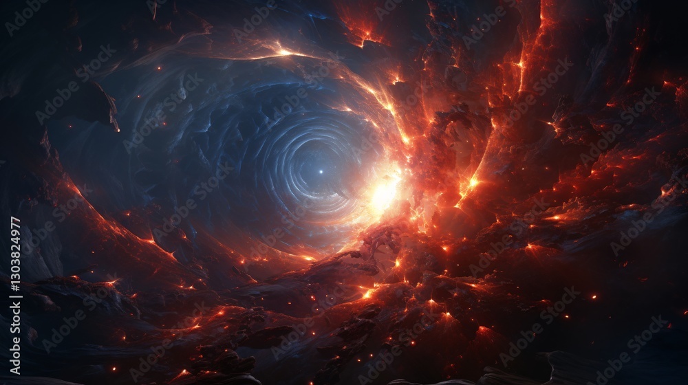 Obraz premium A swirling supernova explosion releasing radiant energy tendrils