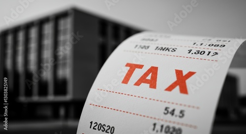 Fiscal responsibility taxes and finances receipt with a government building backdrop