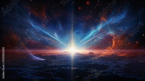 A glowing cosmic entity sending radiating pulses into the void