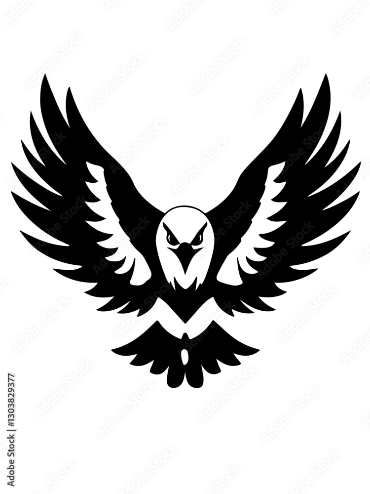 Obraz premium Powerful Eagle in Mid-Flight: Minimalist One-Color Vector Design