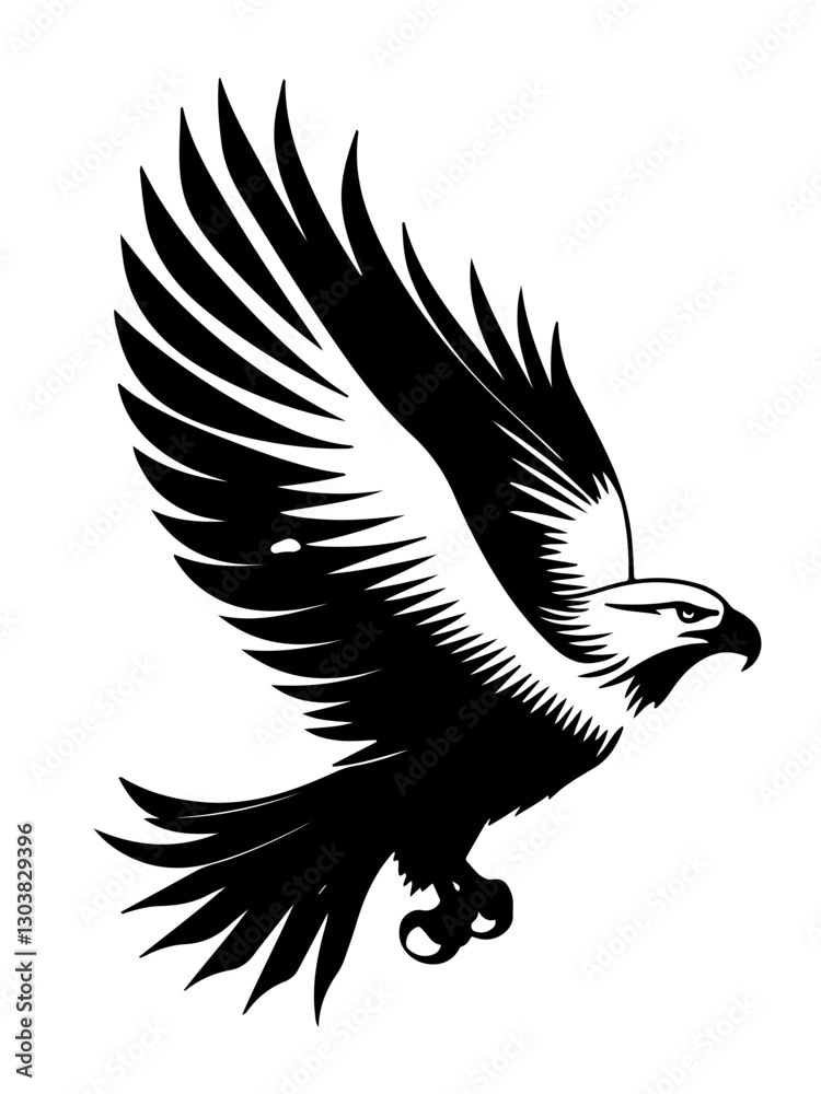 Obraz premium Powerful Eagle in Mid-Flight: Minimalist One-Color Vector Design