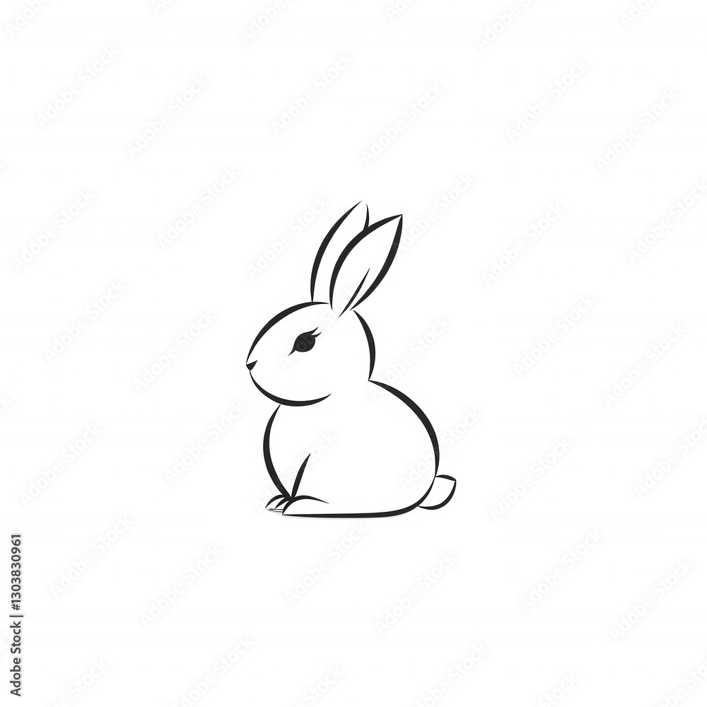 A simple silhouette of a rabbit, featuring its distinct ears and rounded body. A simple silhouette of a rabbit, featuring its distinct ears and rounded body.