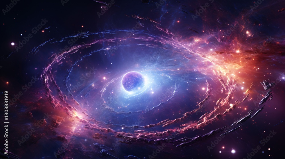 Obraz premium A massive fractal galaxy spiraling with infinite energy trails