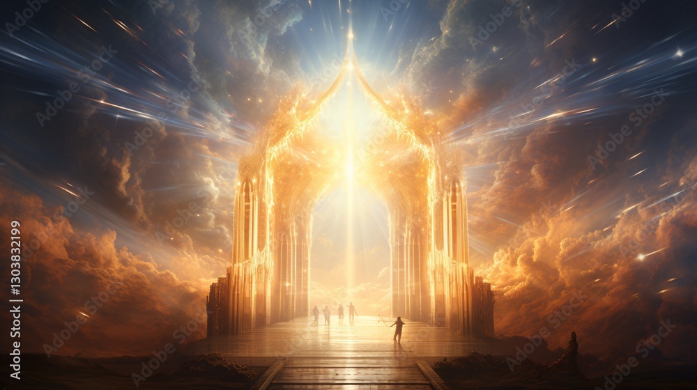 Fototapeta premium A celestial doorway radiating pulsing waves of pure light energy
