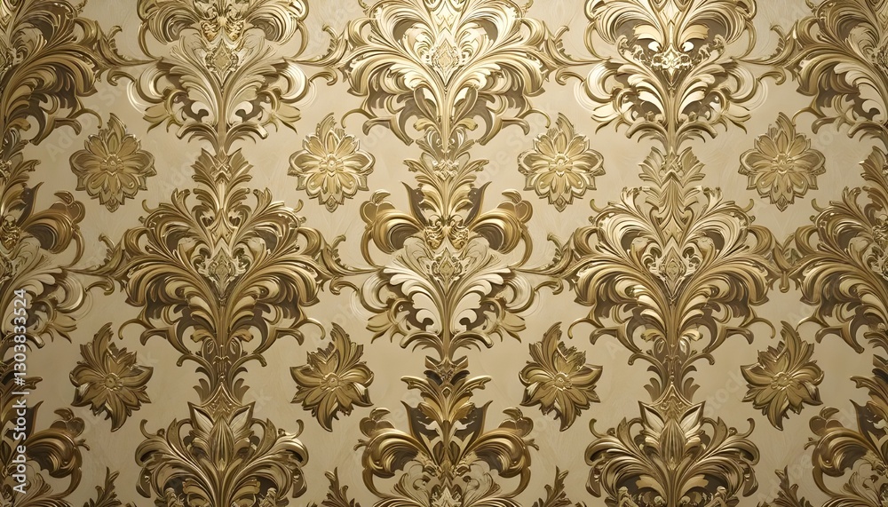 Timeless Elegance: Luxurious Gold and Cream Damask Pattern for Sophisticated Interiors Timeless Elegance: Luxurious Gold and Cream Damask Pattern for Sophisticated Interiors