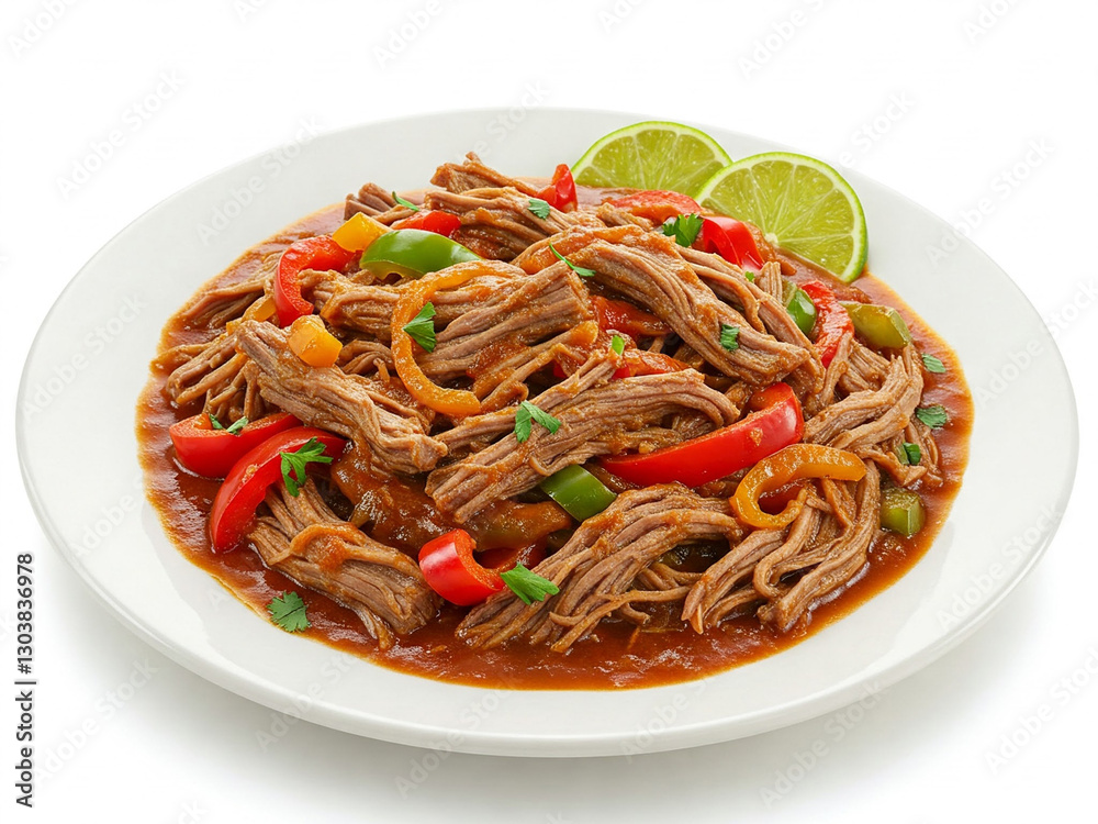 Ropa Vieja is a traditional Cuban dish made with shredded beef that is slow-cooked in a tomato-based sauce. Ropa Vieja is a traditional Cuban dish made with shredded beef that is slow-cooked in a tomato-based sauce.