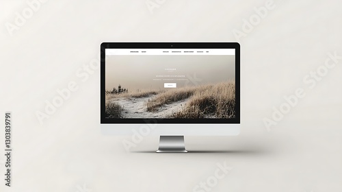 Elegant modern minimalist web design concept showcased on a desktop computer screen