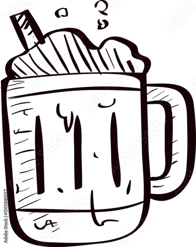 Glass of beer simple sketch illustration 