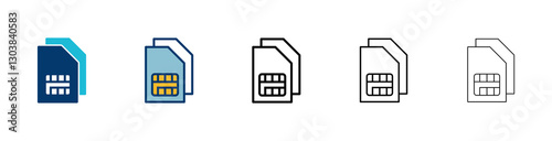 Sim card icon vector isolated on white background. Mobile sim icon. Mobile cellular phone sim card chip.