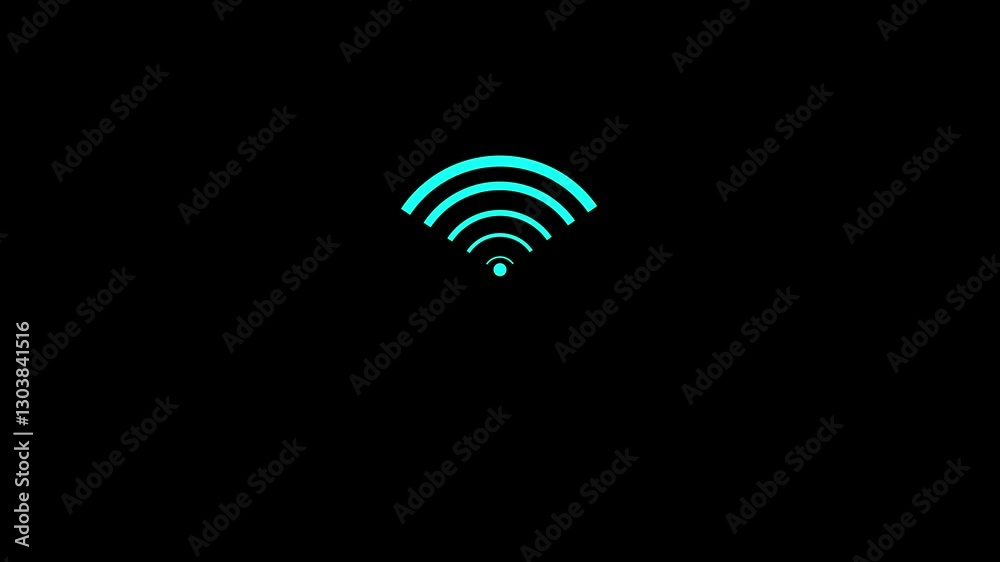 wifi icon animation cyan color on background.