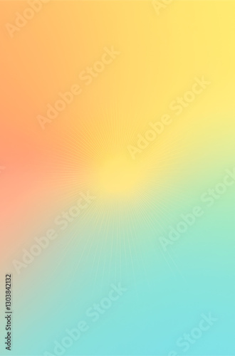 Colorful blurred background, pastel gradient colors with copy space, bright orange and blue hues, soft yellow to teal, smooth transition