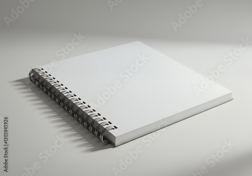 Blank Notebook with Spiral Binding Resting on a Light Gray Surface