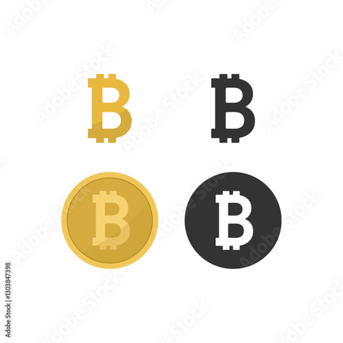 ビットコインのアイコンセット 仮想通貨・暗号資産・ブロックチェーンのデジタル通貨デザイン
