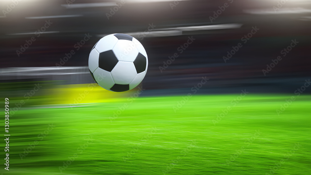 Naklejka premium Football in Mid-Air After Being Thrown with Motion Blur