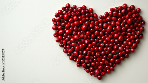 This image features cranberries arranged in a heart shape, perfect for health blogs, Valentine's Day content, or articles about heart health and antioxidants.

