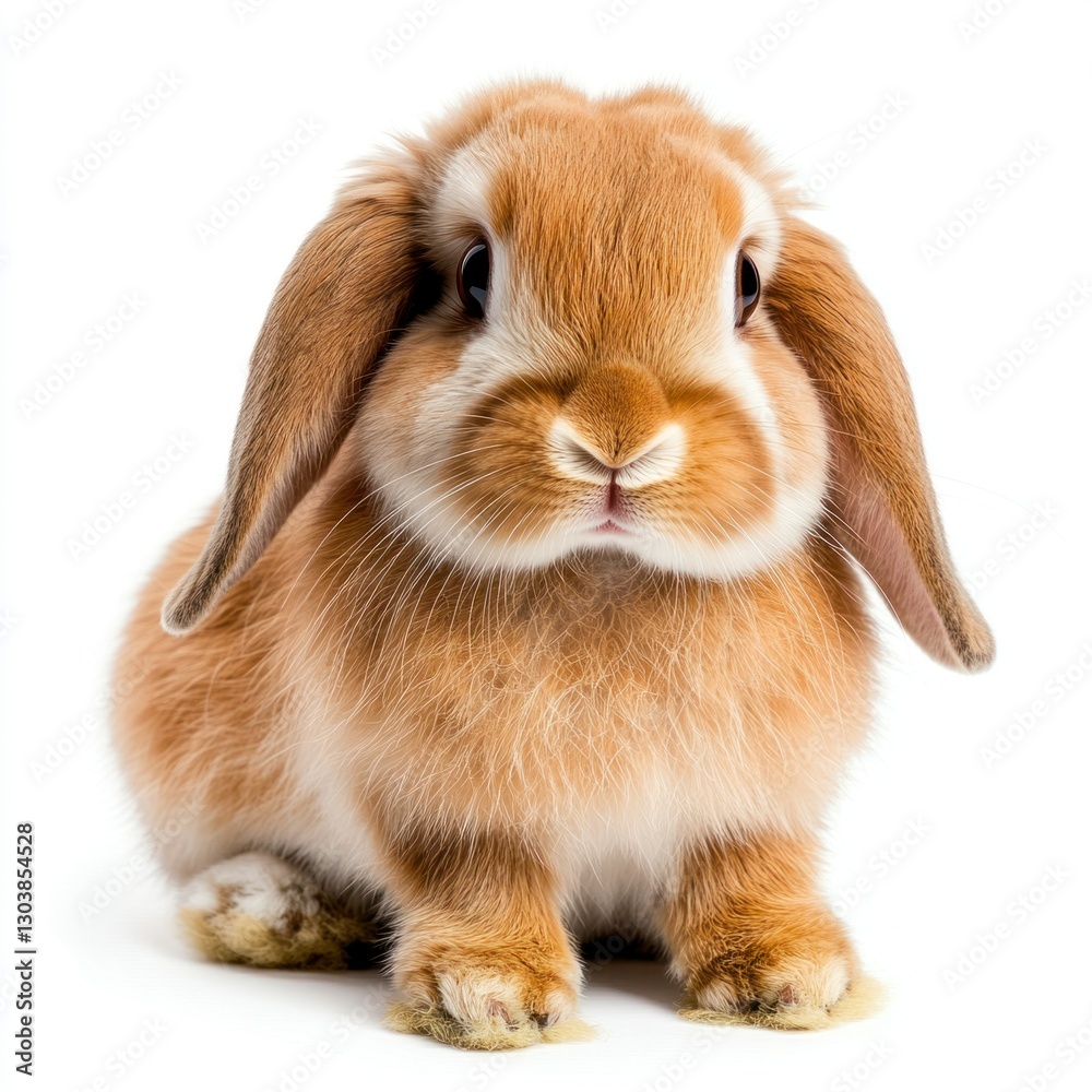 Professional image of a fluffy Holland Lop rabbit with a seamless white background, perfect for pet-related branding and advertising, showcasing its floppy ears Professional image of a fluffy Holland Lop rabbit with a seamless white background, perfect for pet-related branding and advertising, showcasing its floppy ears