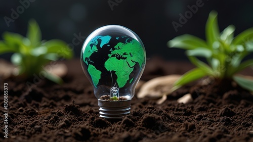 light bulb with earth
