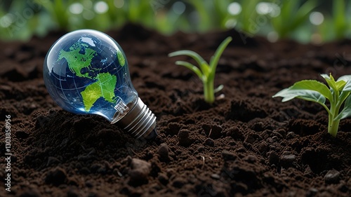 light bulb with plant