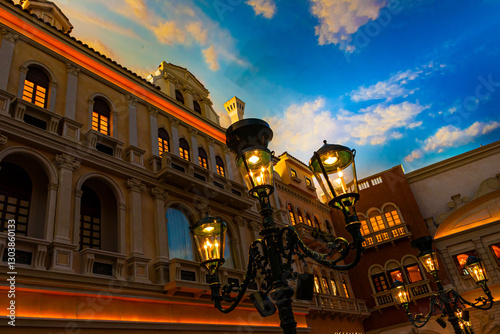 Canvas Print Replica of The City Lights of Venice, Las Vegas, Nevada, USA