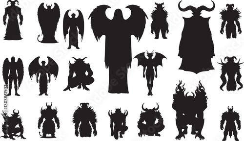 Demon Silhouette on White Background