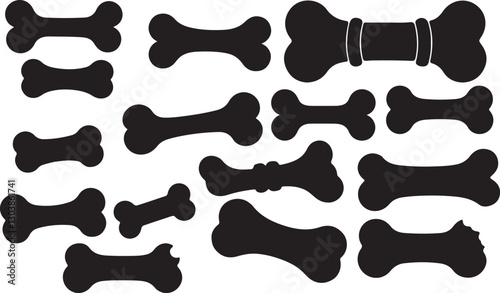 Dog Bone Silhouettes on White Background