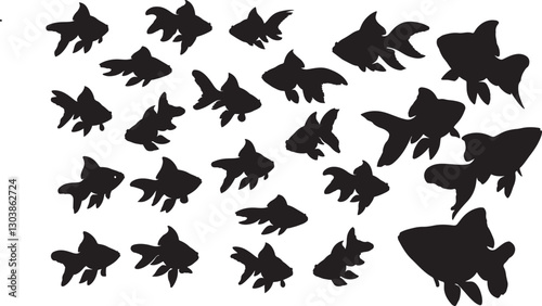 Goldfish Silhouettes – Solid Black Silhouettes