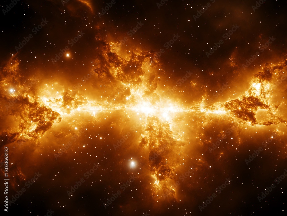 Fototapeta premium A stunning, high-resolution cosmic nebula with fiery orange hues and stars