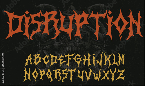 disruption font black font typeface, black metal alphabet, metal font, rock font, horror font , scary font