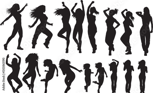 Happy Woman Dancing Zumba Silhouette