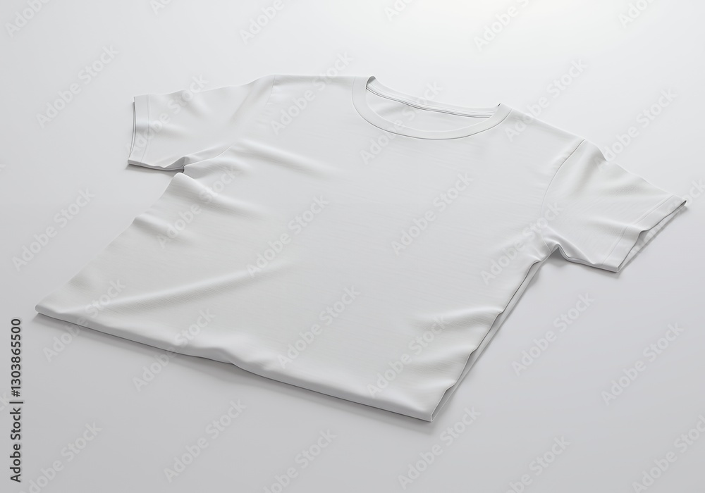 Plain White T-shirt Laying Flat on Clean Surface Mockup Plain White T-shirt Laying Flat on Clean Surface Mockup