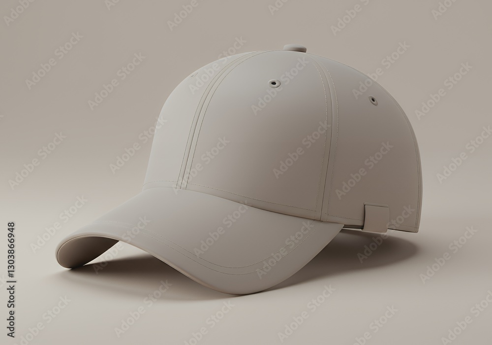 Simple Beige Baseball Cap Still Life Design Element on Plain Background Simple Beige Baseball Cap Still Life Design Element on Plain Background
