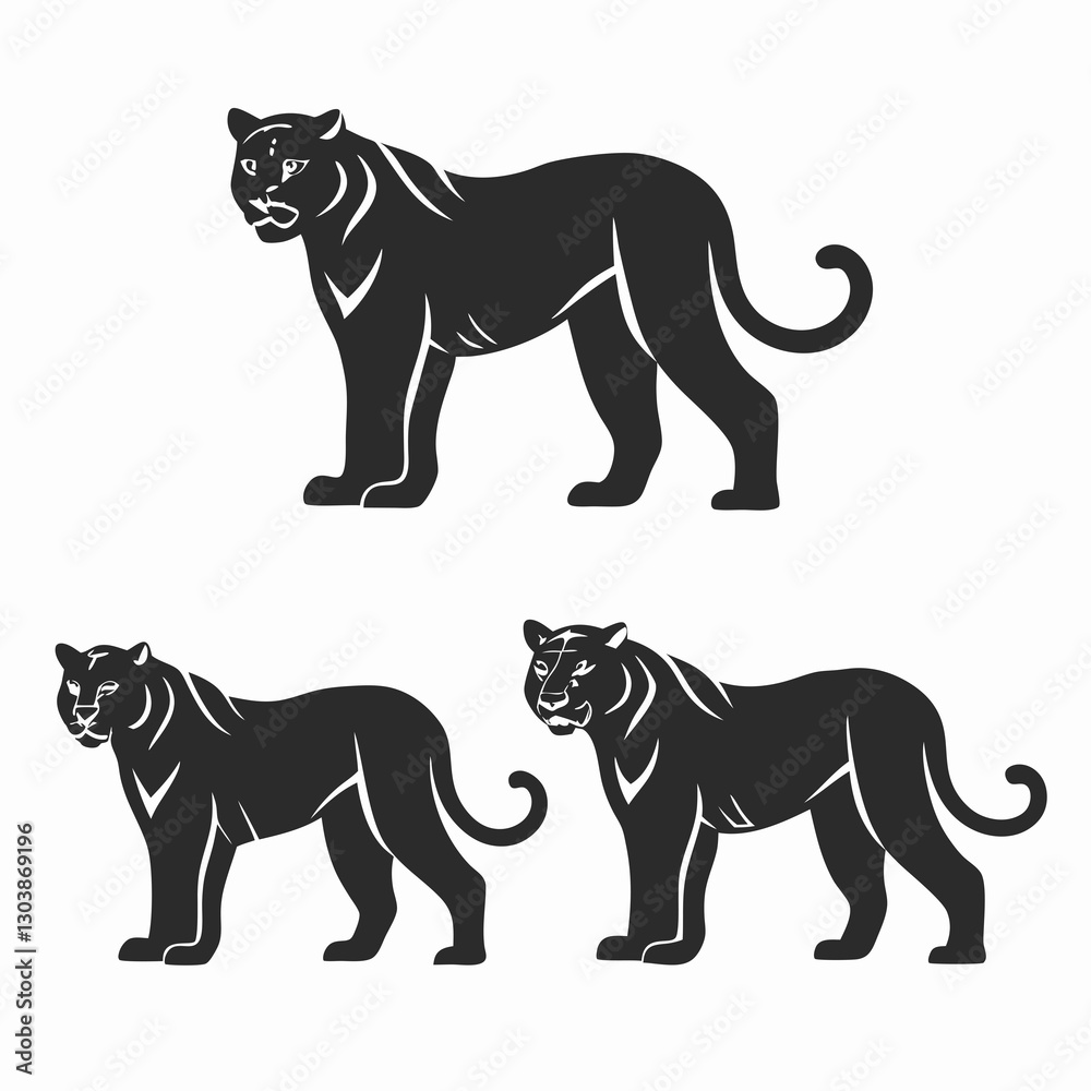 Obraz premium vector illustration of a set of tiger