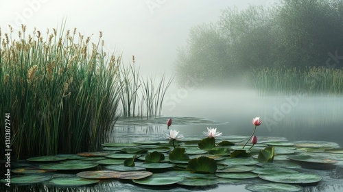 Misty Morning at the Lotus Pond: A Serene Escape