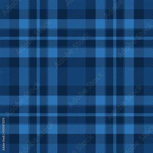 Content tartan fabric vector, detailed textile plaid pattern. Suit seamless texture background check in dark and blue colors.