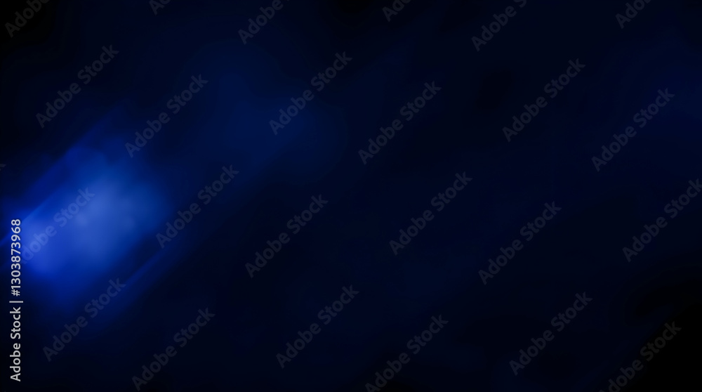 Fototapeta premium Dark background with a faint blue light flare in the lower left, creating a subtle, mysterious, and slightly luminous effect.