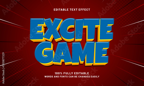excite game editable text effect with a game and joyful text style