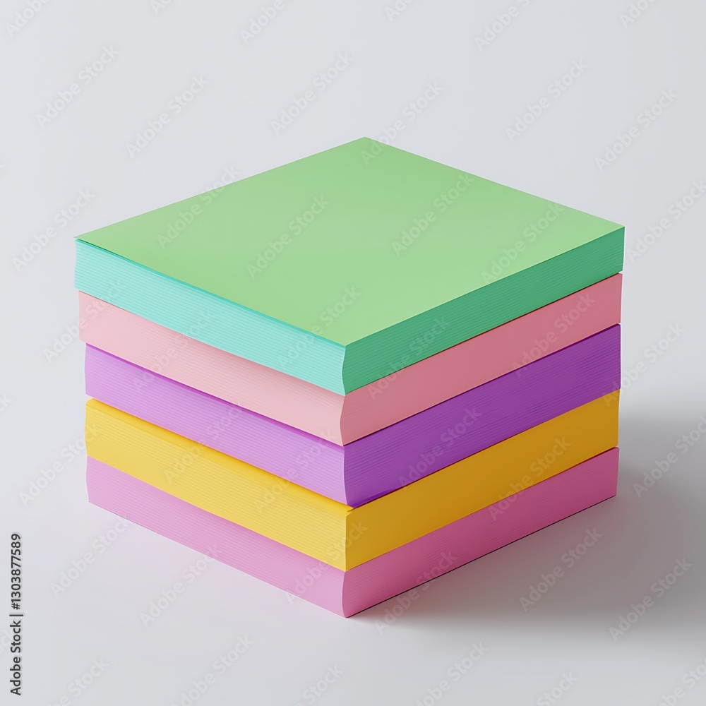 Stack of Pastel Colored Sticky Notes  Memo Pads  Office Supplies