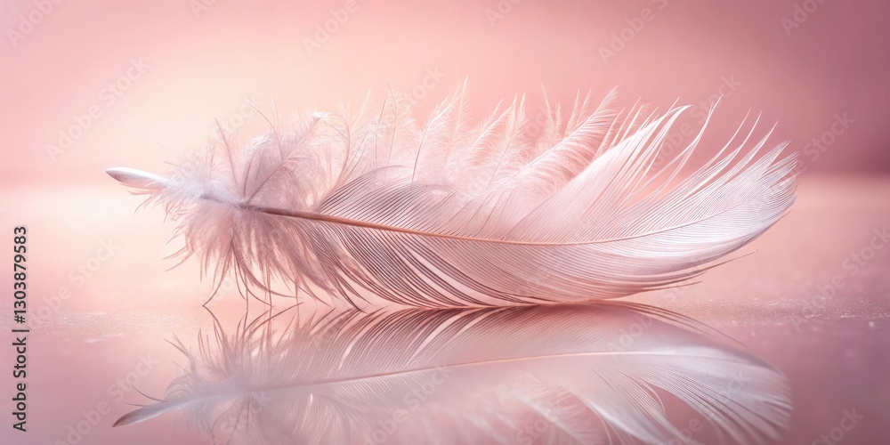Obraz premium High-Quality Bird Feather on Soft Pink Backdrop â€“ Elegant Product Photography for Nature Lovers, Home Decor, Art Prints, or Fashion Accessories â€“ Ideal for Stock Images and Commercial Use
